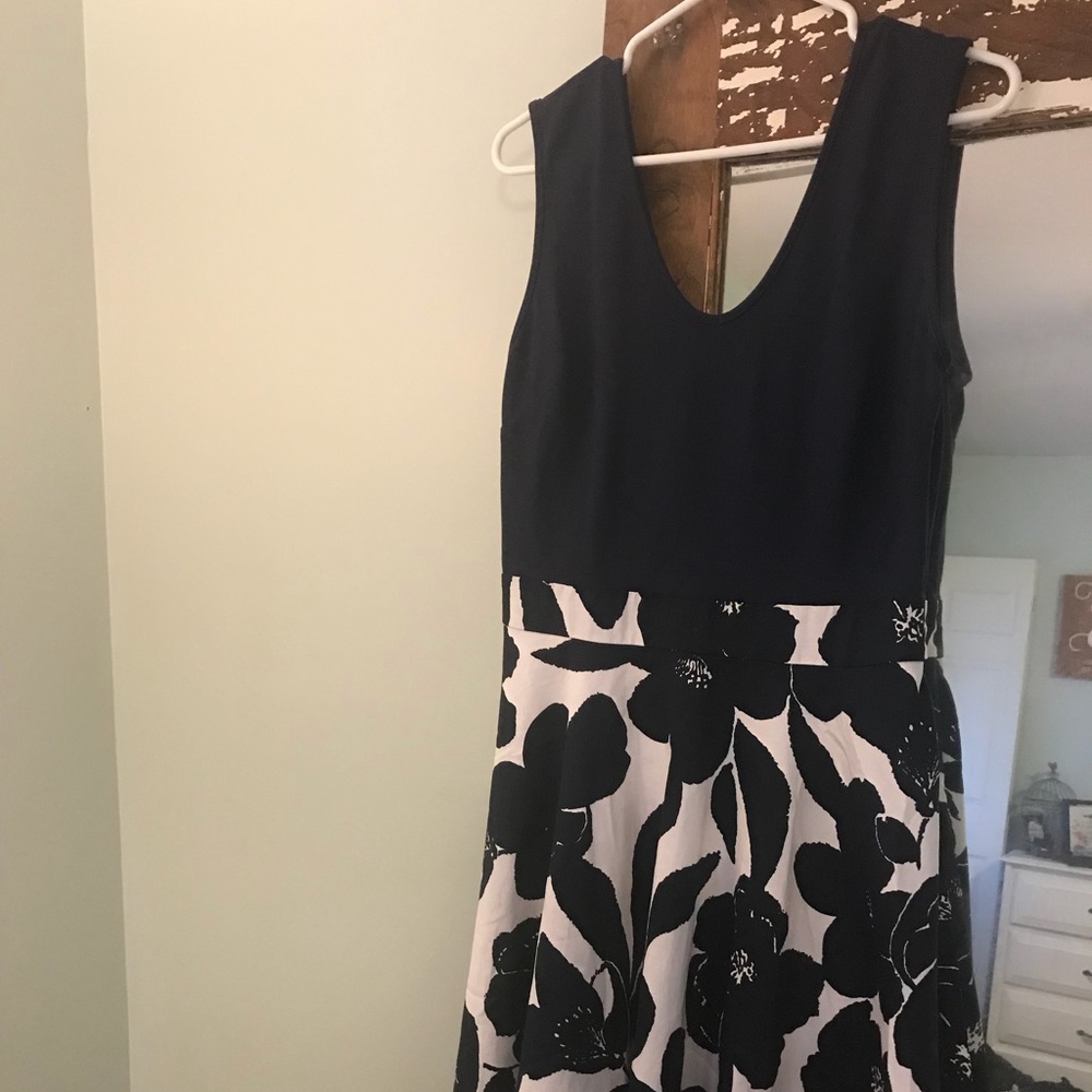 Dark blue with flowers dress